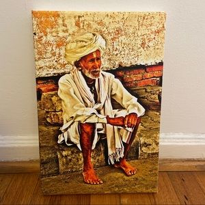 OLD MAN IN TURBAN Jaipur, India - photo on canvas